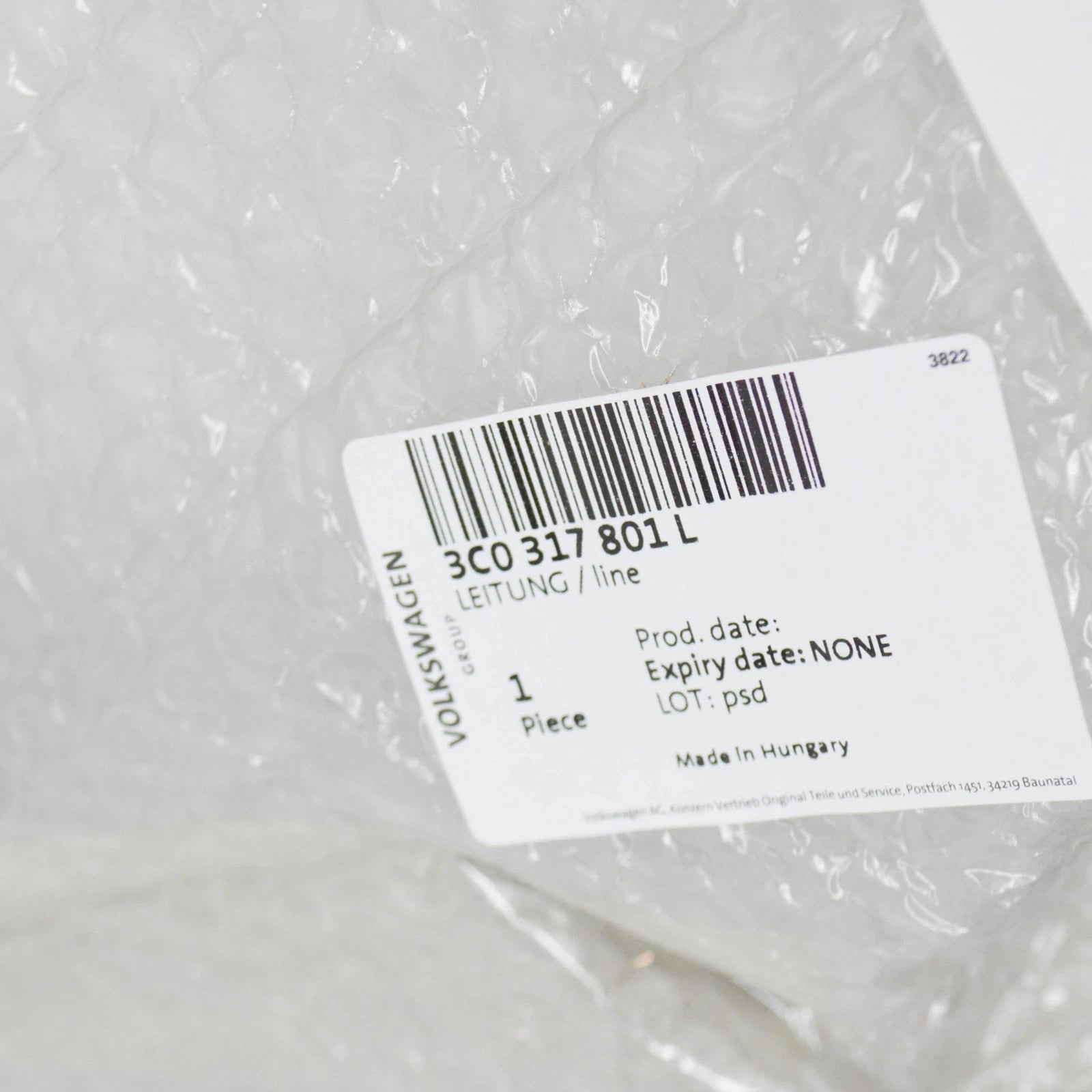 NEW VW PASSAT CC MK1 OIL RETURN PRESSURE LINE 3C0317801L ORIGINAL