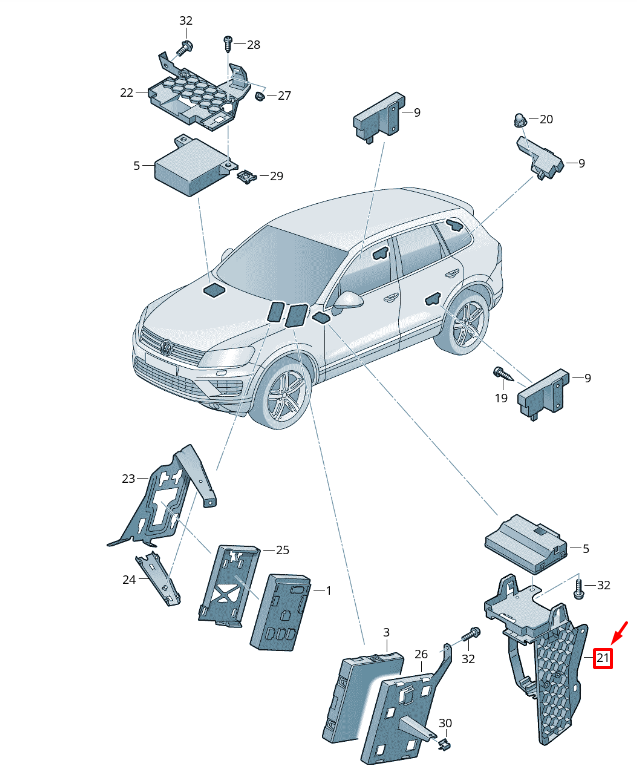 NEW VW TOUAREG 7P PARKING AID CONTROL UNIT RELAY BRACKET RHD 7P0907333B ORIGINAL