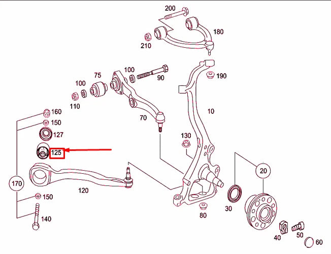 NEW MERCEDES-BENZ S W221 FRONT TENSION ROD BEARING A2213330814 ORIGINAL