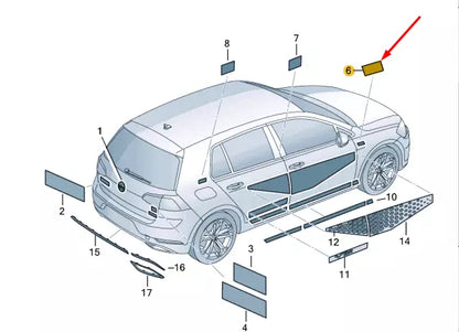 NEW VOLKSWAGEN GOLF MK7 GTD FRONT RIGHT FENDER WING BADGE 5G0853688BBCMT