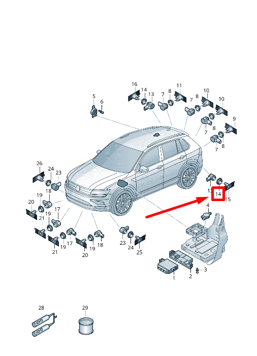 new vw arteon 3h7 front pdc parktronic sensor seal 5q0919133704 original