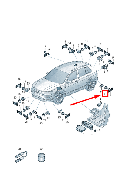 new vw arteon 3h7 front pdc parktronic sensor seal 5q0919133704 original