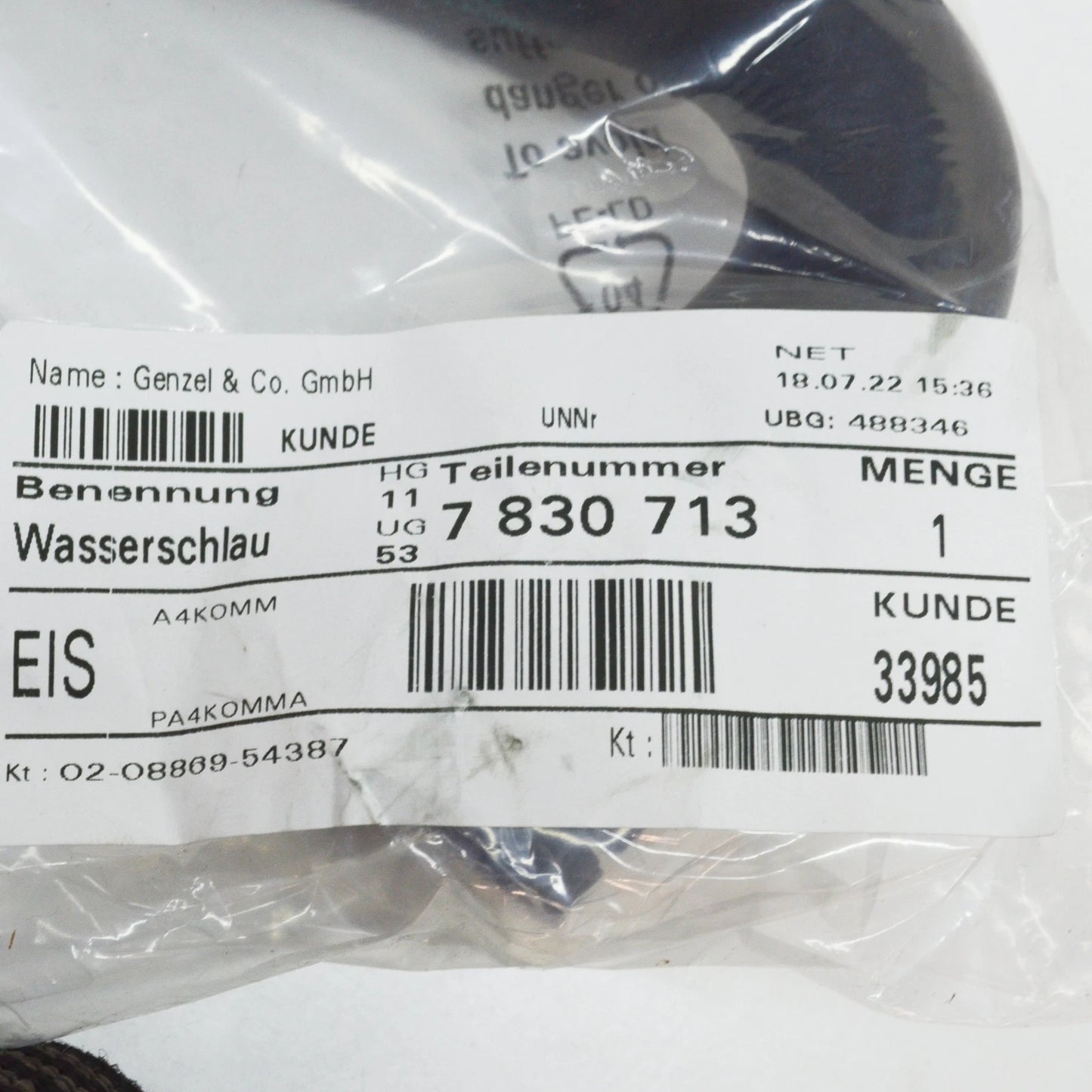 NEW BMW 3 M3 E46 COOLING SYSTEM WATER HOSE 11537830713 ORIGINAL