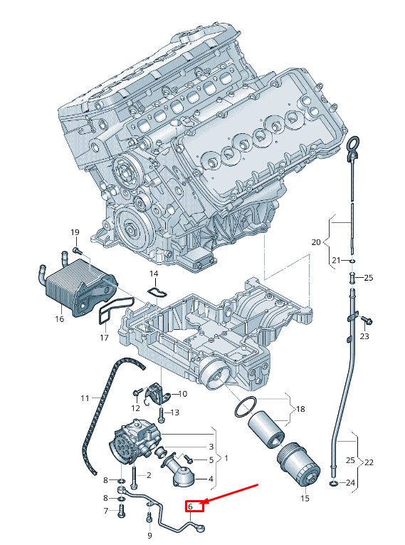new audi a8 4h oil pump return line 07p115229 original