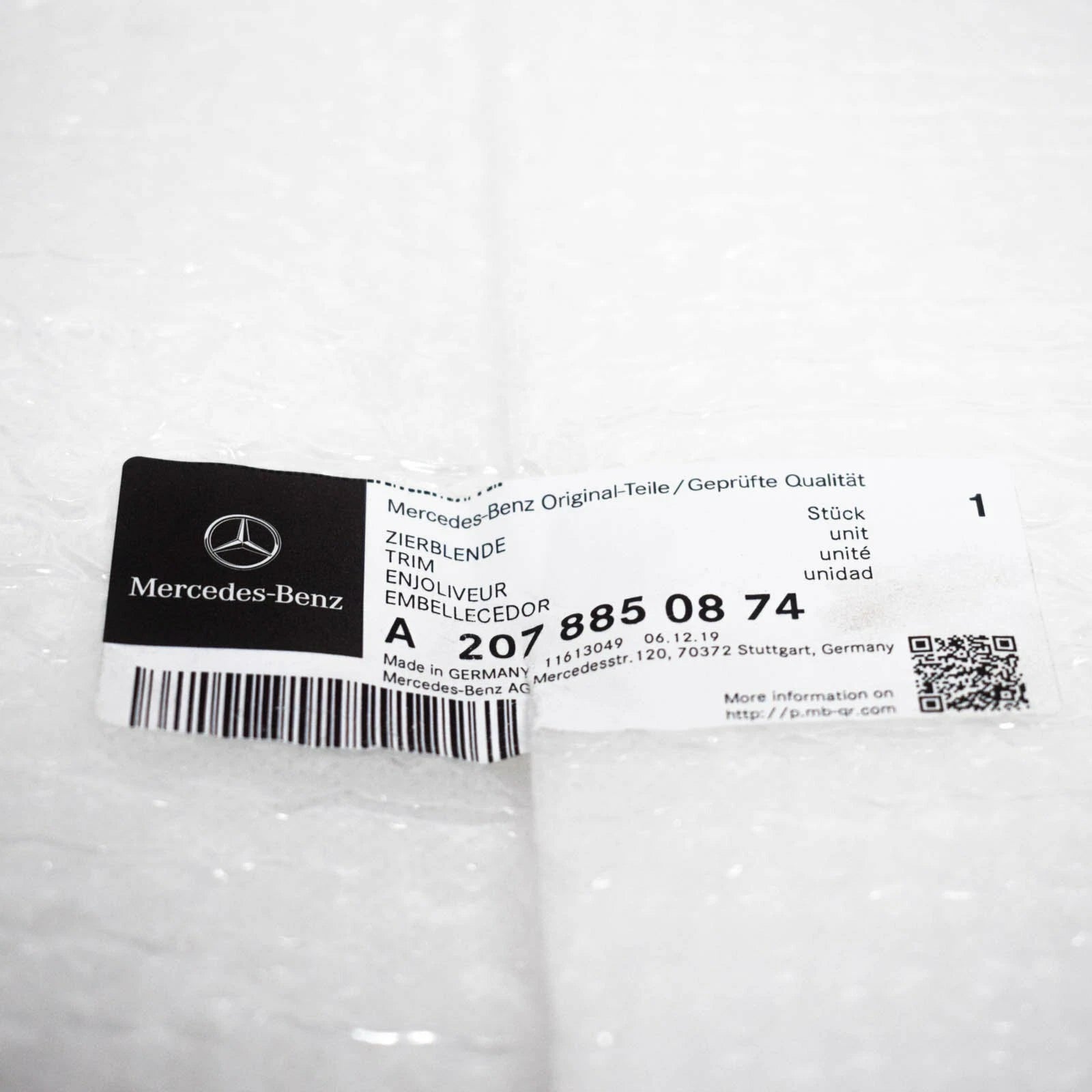 NEW MB E-CLASS C207 FRONT AMG BUMPER RIGHT CHROME MOLDING A2078850874 ORIGINAL