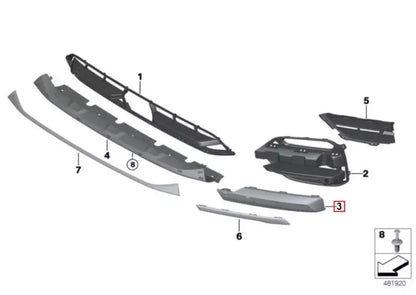 NEW BMW X3 G01 FRONT BUMPER RIGHT PROTECTIVE TRIM X-LINE 51117421988 ORIGINAL