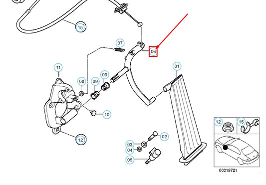 NEW BMW 3 E46 ACCELERATOR PEDAL SHAFT 35411163876 1163876 ORIGINAL