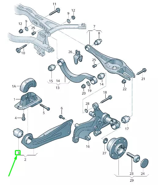 NEW VOLKSWAGEN ARTEON 3H7 REAR AXLE GUIDE HYDRO-MOUNTING 3Q0505541