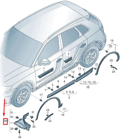 NEW AUDI Q5 FY FRONT RIGHT WHEEL SPOILER 80A853888G