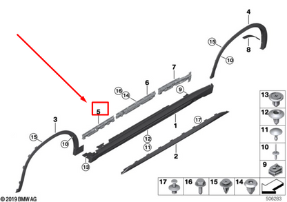new bmw x2 f39 front right side sill support. strip 7426448 51777426448 original