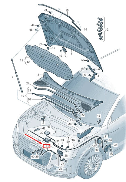 NEW AUDI Q2 GA RIGHT BONNET LOCK CABLE 81A823656 ORIGINAL