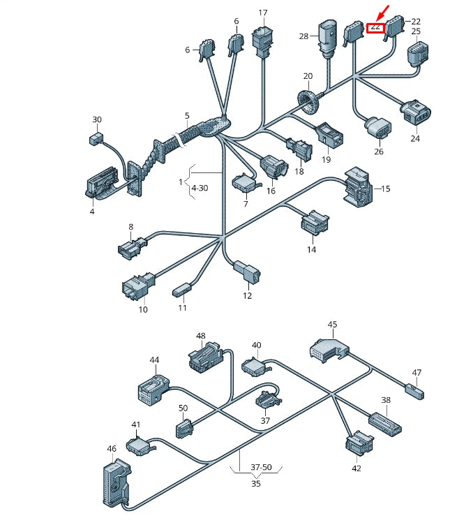 NEW VW TOUAREG 7P FRONT DOOR WIRING FLAT CONTACT HOUSING 3C0973704 ORIGINAL