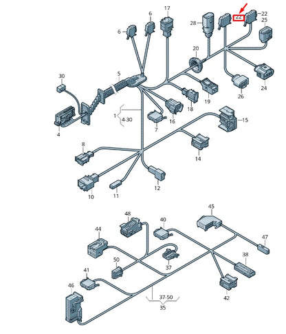 NEW VW TOUAREG 7P FRONT DOOR WIRING FLAT CONTACT HOUSING 3C0973704 ORIGINAL