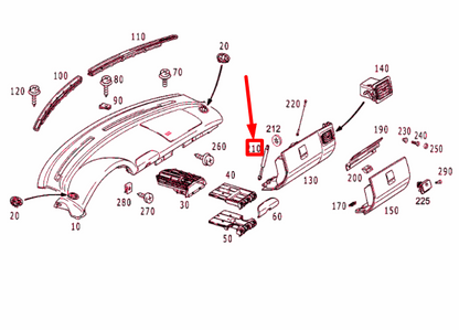 NEW MERCEDES-BENZ SLK R170 GLOVE COMPARTMENT DAMPER A1706800026 ORIGINAL