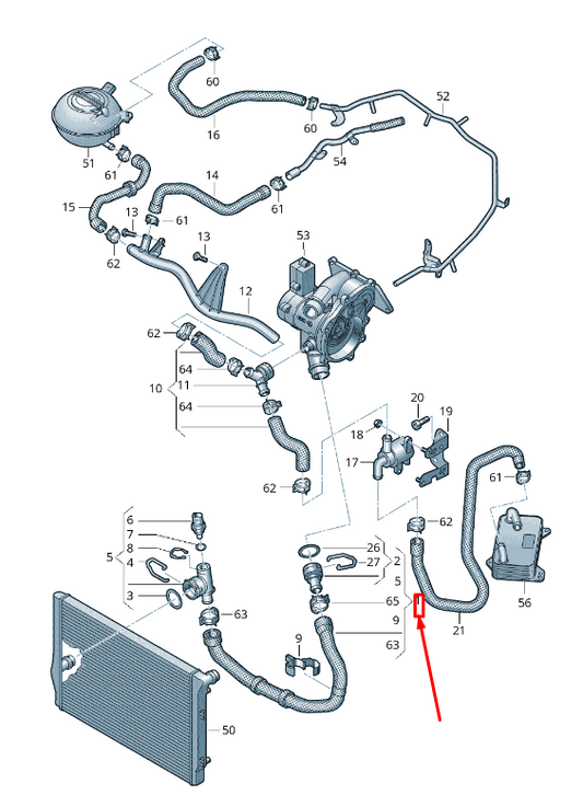 new vw passat b8 3g coolant hose with quick release coupling 3q0122051an