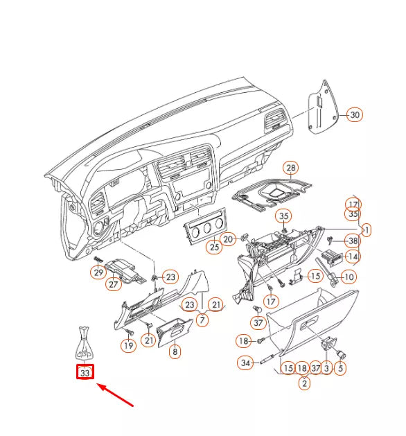 NEW VOLKSWAGEN GOLF MK7 GLOVE COMPARTMENT HARDWARE PARTS KIT 5G0898010B ORIGINAL