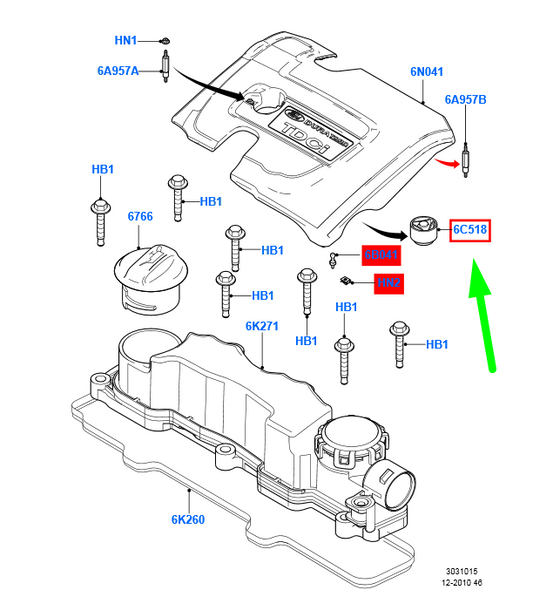 new ford focus mk2 cylinder head cover grommet 1556734 8m5q-6d277-aa original