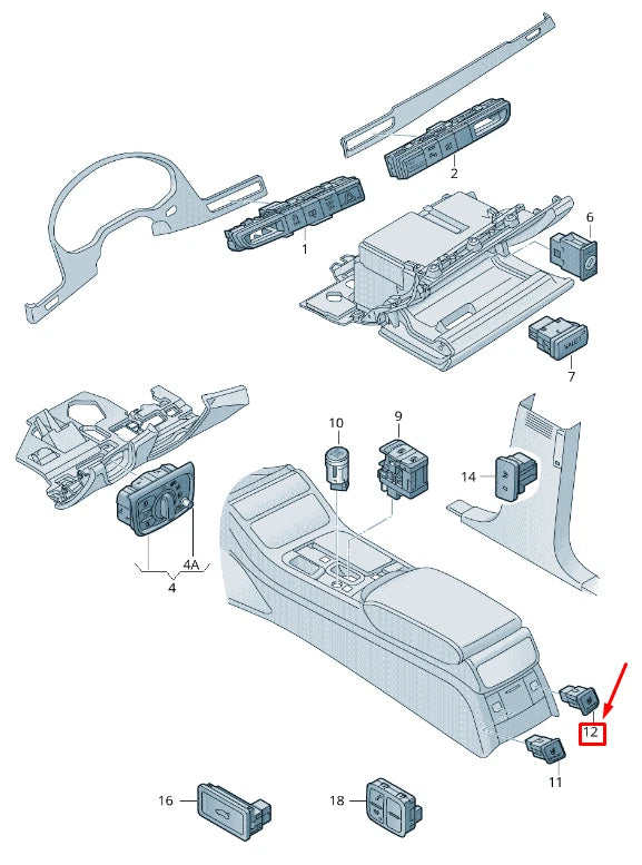 NEW AUDI A8 4H REAR RIGHT SEAT HEATER SWITCH 4H0963564A5PR