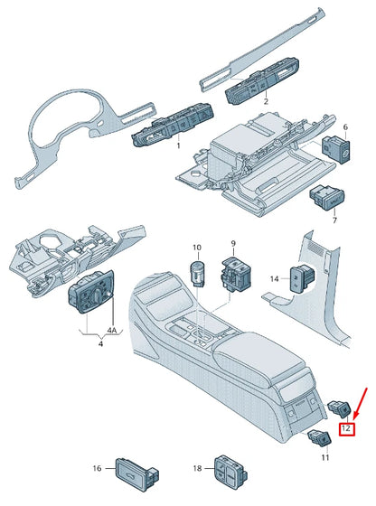 NEW AUDI A8 4H REAR RIGHT SEAT HEATER SWITCH 4H0963564A5PR