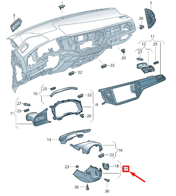 NEW VOLKSWAGEN T-ROC A11 STEERING COLUMN LOWER TRIM 2GA858559A82V