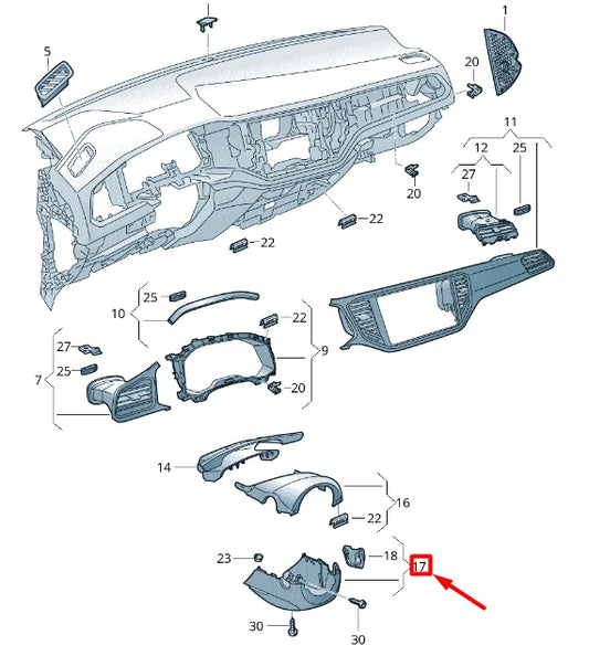 NEW VOLKSWAGEN T-ROC A11 STEERING COLUMN LOWER TRIM 2GA858559A82V