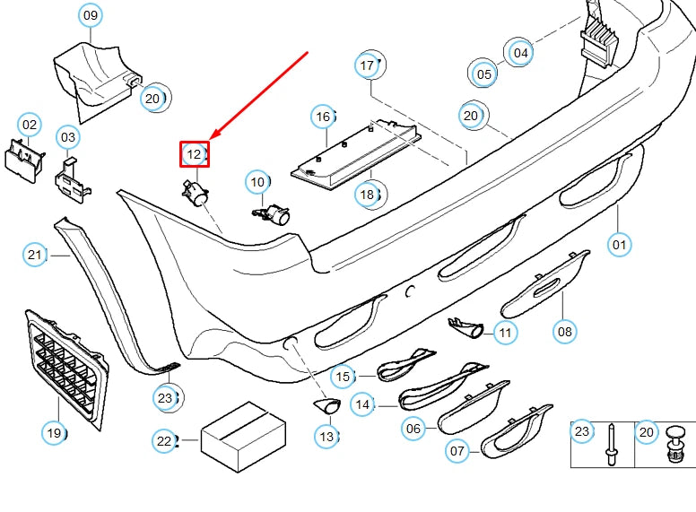 NEW BMW X5 E53 REAR LEFT PDC SENSOR OUTER SUPPORT BRACKET 51128408391 ORIGINAL