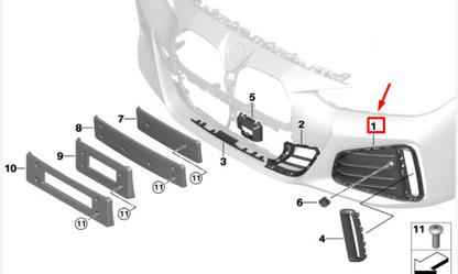 new bmw i4 g26 front left m bumper air intake grille 51118082439 original