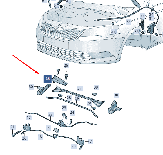 new skoda superb mk3 bonnet air intake trim plate lhd 3v1815159 original