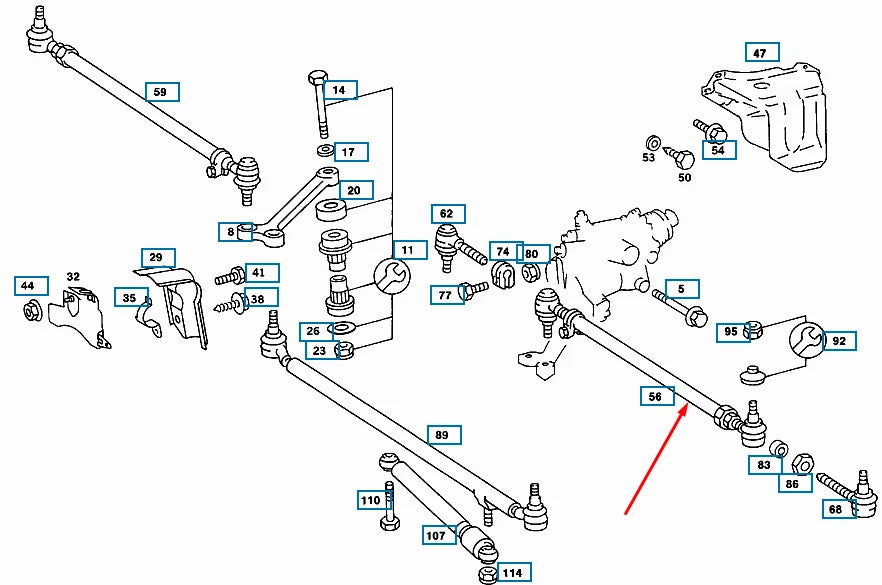NEW MERCEDES-BENZ 190 W201 STEERING LEFT TIE ROD A2013301503 ORIGINAL