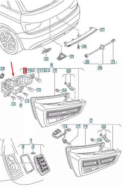 NEW AUDI A1 8X REAR RIGHT TAIL LIGHT BULB CARRIER 8X0945258A