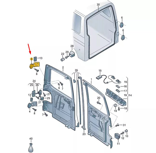 NEW VW TRANSPORTER VI T6 REAR WING DOOR UPPER LEFT HINGE 7H0827151F