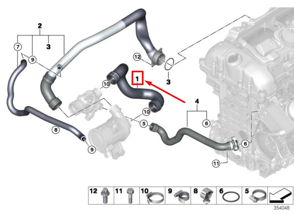 NEW BMW X6 F16, F86 ENGINE COOLANT HOSE 11537649394 7649394 ORIGINAL