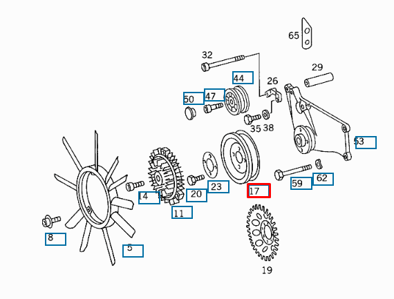 NEW MERCEDES BENZ C W202 ENGINE COOLING FAN PULLEY A1042050210 ORIGINAL