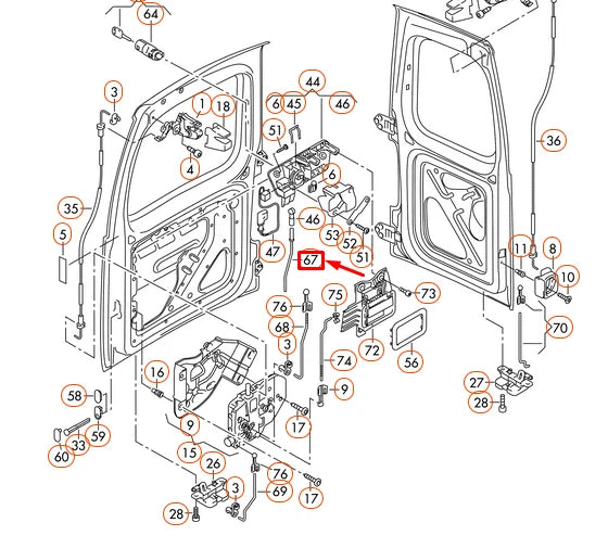 NEW VOLKSWAGEN CADDY MK3 PULL ROD 2K0827841A ORIGINAL