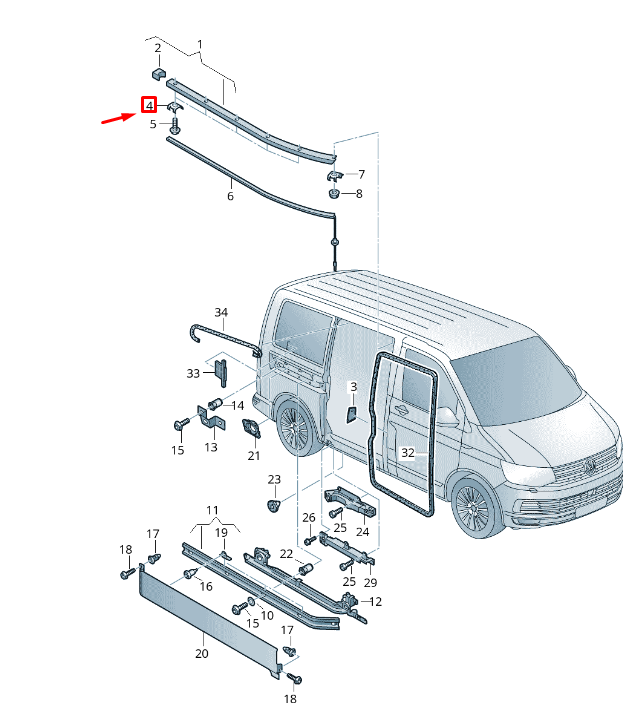new vw transporter t6 sliding door guide rail retaining clip 7h5907323d original