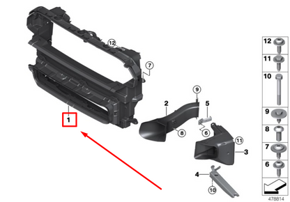 new mini countryman f60 air duct w/flap control 14915848 51747390475 original