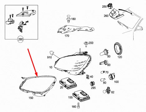 NEW MERCEDES-BENZ C-CLASS W204 RIGHT HEADLIGHT GASKET SEAL A2048261091 ORIGINAL