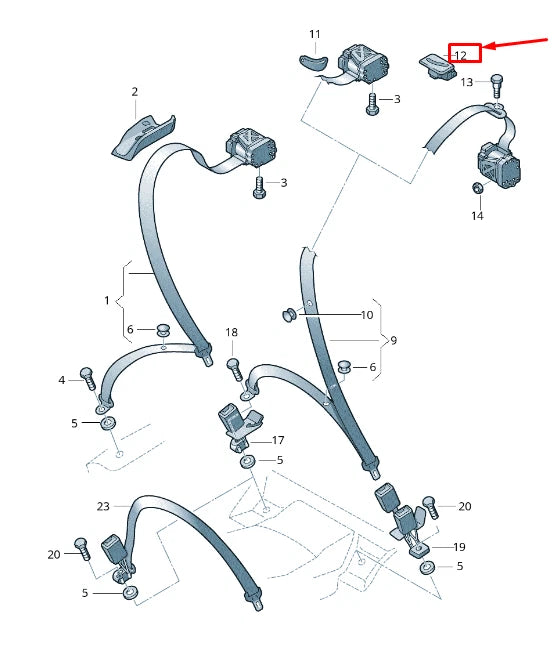 NEW AUDI A8 4H REAR CENTER SEAT BELT GUIDE 4H0857781CBH9 4H0857781C BH9