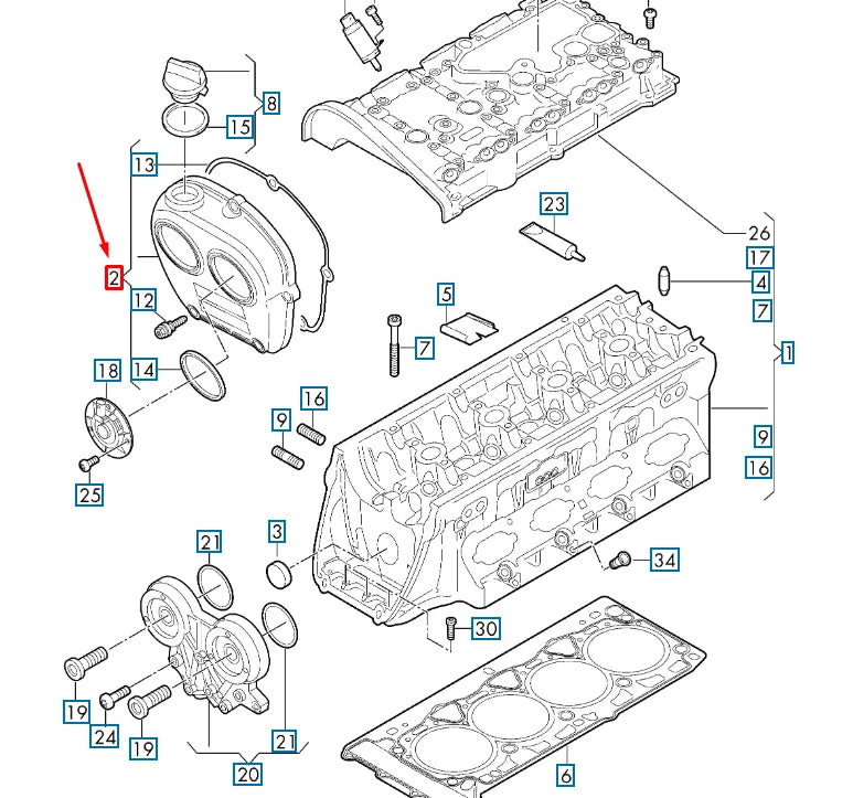 NEW AUDI A4 B9 ENGINE TIMING COVER 06K103269F