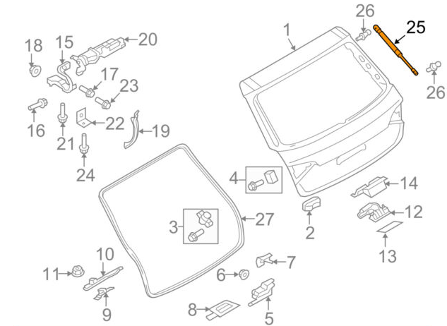 new audi a4 b8 rear tailgate right gas strut 8k9827552a 2009 original