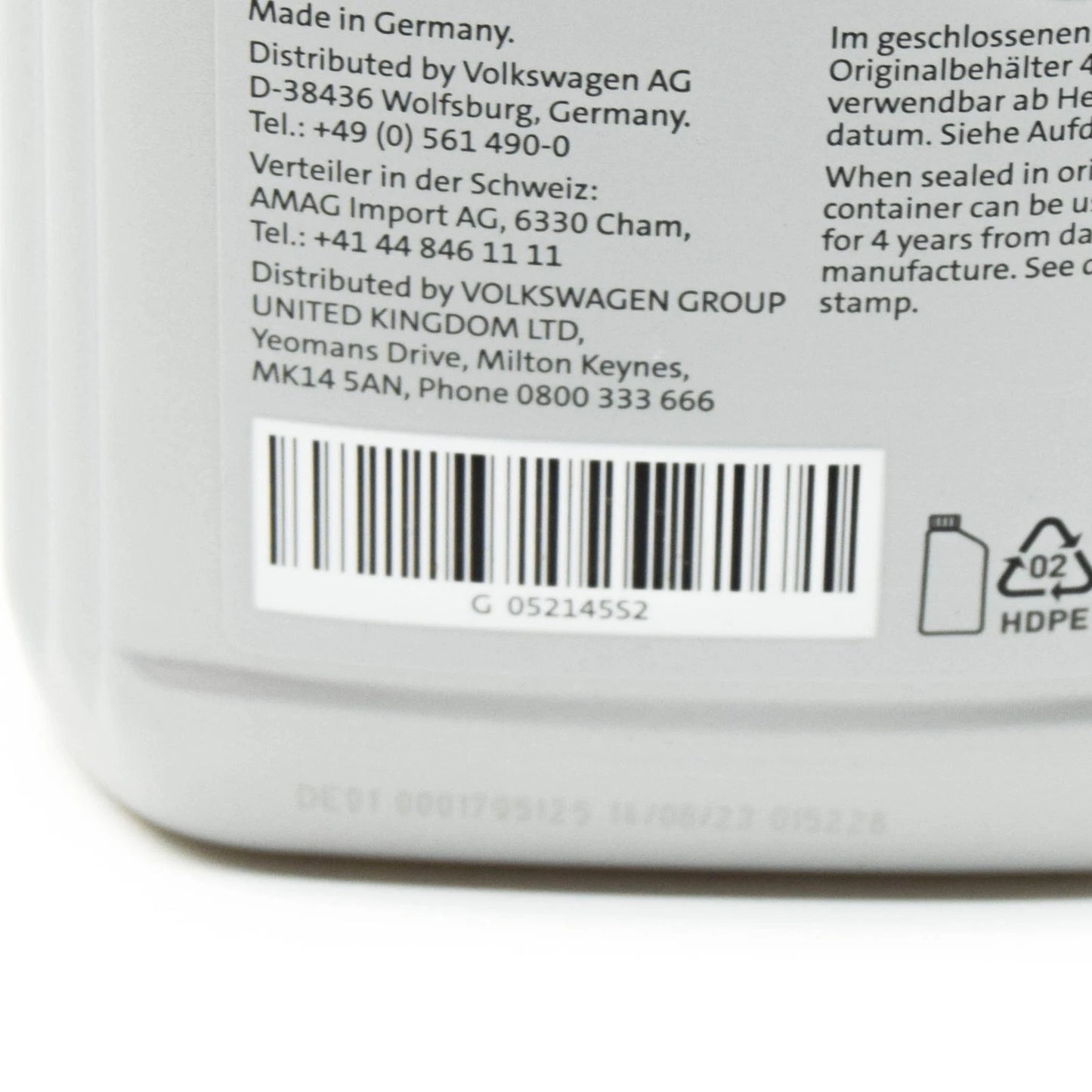 NEW VOLKSWAGEN AMAROK AUTOMATIC GEARBOX OIL G052145S2 ORIGINAL