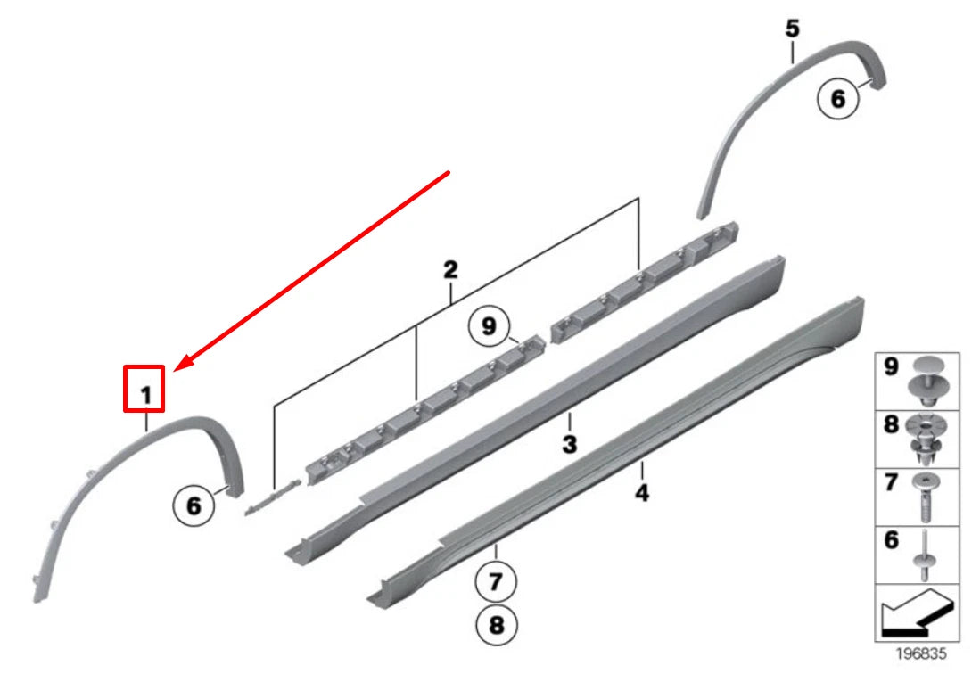 NEW BMW X1 E84 FRONT RIGHT FENDER MOLDING 2990166 51772990166 ORIGINAL