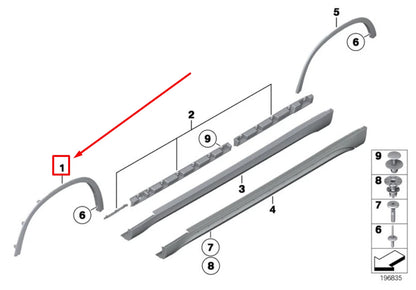 NEW BMW X1 E84 FRONT RIGHT FENDER MOLDING 2990166 51772990166 ORIGINAL