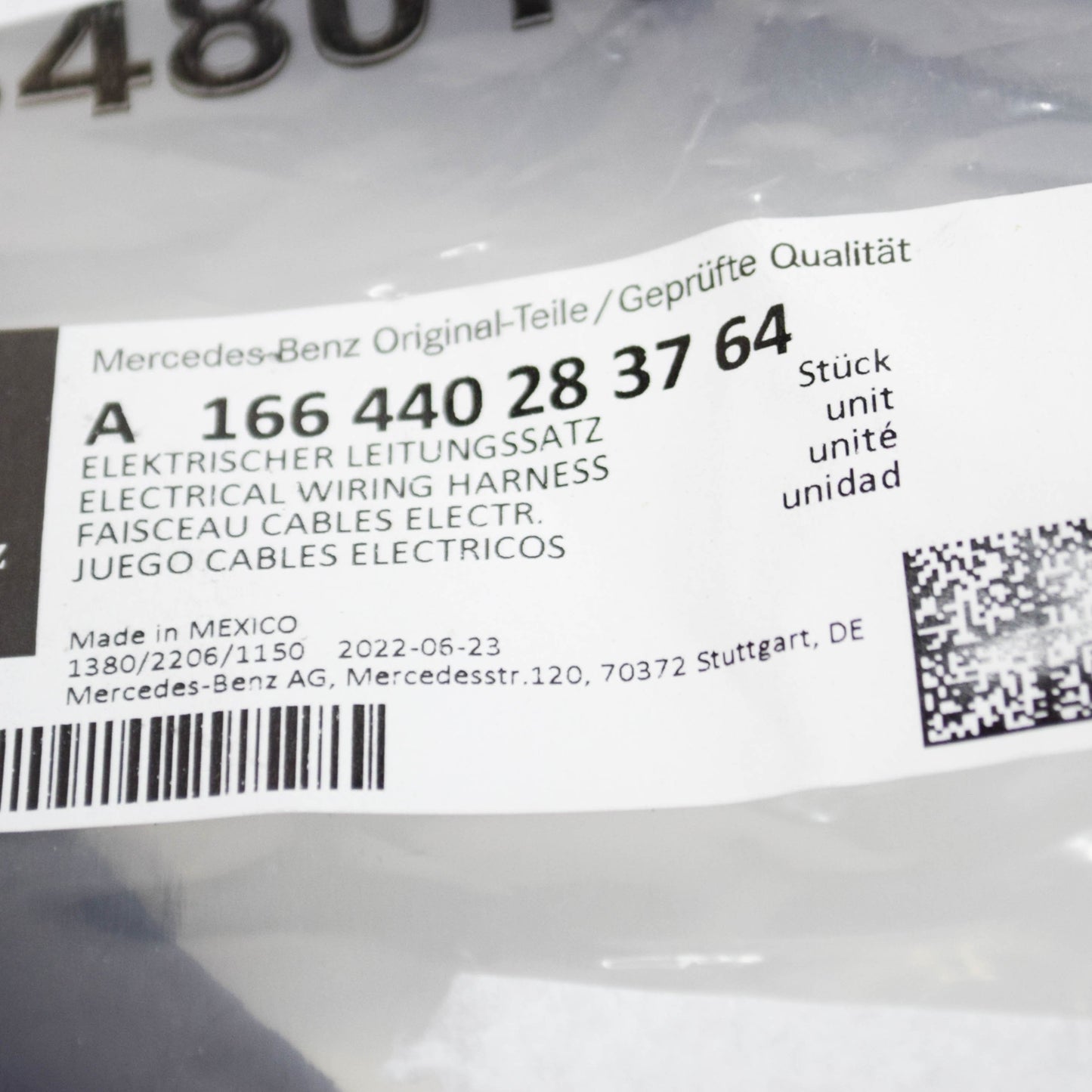 NEW MB M W166 REAR BUMPER WIRING HARNESS LOOM A166440283764 ORIGINAL