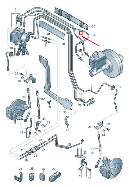 new skoda yeti 5l front brake pipe 1k1614739h original