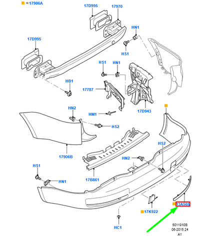 new ford galaxy mk2 rear left bumper reflector 6m21-515c0-ab 1676179 original