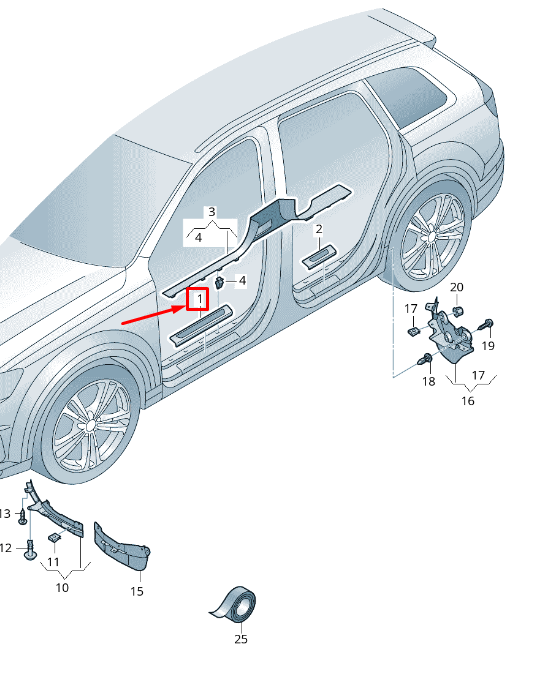 NEW AUDI Q7 4M FRONT RIGHT OUTER SILL TRIM STRIP 4M0853374B9B9 ORIGINAL