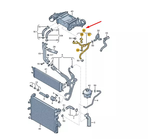NEW VW TRANSPORTER VI T6 COOLANT HOSE 7E0122447R