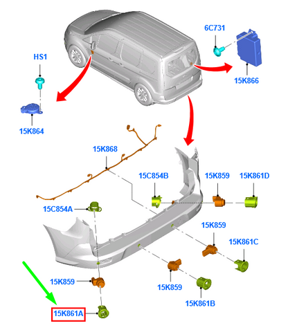 new ford tourneo connect mk2 rear left park sensor retainer 1902553 original