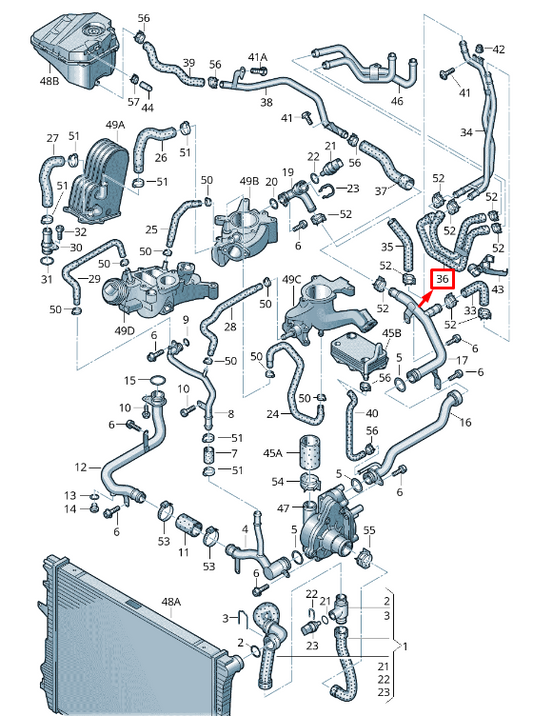 new audi q7 4l engine coolant hose rhd 7l8122073d original
